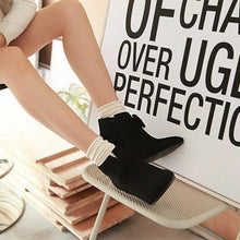 Load image into Gallery viewer, Big Size Butterfly Knot Wedge Heel Zipper Platform Ankle Boots