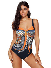 Load image into Gallery viewer, New Female High Waist One-piece Swimsuit Chic Print V-neck Sleeveless Slim Plus Size Sling One-piece Swimwear