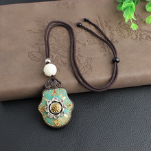 Load image into Gallery viewer, Vintage ebony Nepal pendant fortune transfer Necklace long versatile ethnic style peace card Pendant Necklace