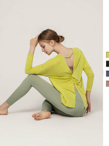 European and American solid color loose back Yoga suit top women's modal long sleeve quick dry running women's fitness suit