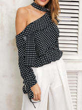 Load image into Gallery viewer, Sexy One Shoulder Polka Dot Lantern Sleeve Blouse Shirt