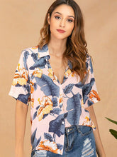 Load image into Gallery viewer, Women&#39;s summer Lapel print single breasted shirt