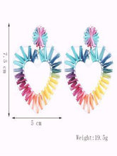 Load image into Gallery viewer, Geometric Coloured Lafite Handwoven Heart-shaped Earrings