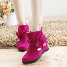 Load image into Gallery viewer, Ankle Metal Butterfly Knot Heel Increasing Slip On Boots