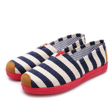 Load image into Gallery viewer, Stripe Canvas Flat Slip On Loafers