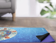 Load image into Gallery viewer, Foldable Machine Washable Lightweight Portable Yoga Mat Sweat-absorbent Non-slip Suede Natural Rubber Printed Yoga Mat Towel
