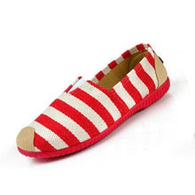 Load image into Gallery viewer, Stripe Canvas Flat Slip On Loafers