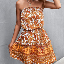 Load image into Gallery viewer, Bohemian floral bandeau dress