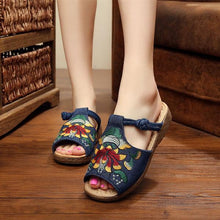 Load image into Gallery viewer, Embroidery Pattern National Wind Hollow Out Slip On Flat Sandals