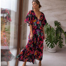 Load image into Gallery viewer, Spring and summer new casual V-neck dress Loose backless maxilla dress for women
