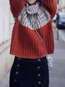 Casual Split-Joint High Neck Sweater