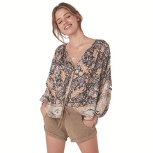 Load image into Gallery viewer, Loose Printed Blouse Bohemian Long Sleeve V-neck Blouse