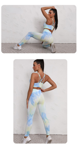 Tie-dye yoga sports suit women's spring and autumn lightweight fashion slim and quick-drying yoga clothes