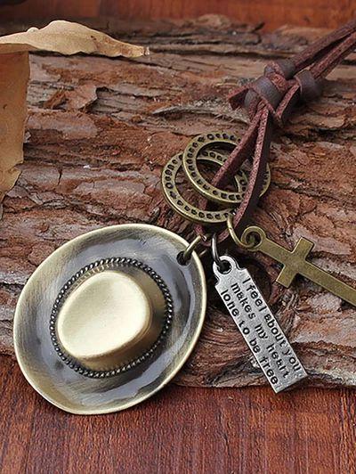 Western Cowboy Hat Pendant with Jewelry Pendant Long Sweater Chain