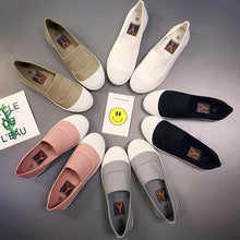 Load image into Gallery viewer, White Toe Color Blocking Canvas Slip On Casual Flat Shoes