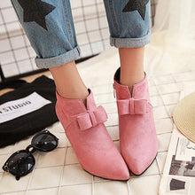 Load image into Gallery viewer, Big Size Butterfly Knot Wedge Heel Zipper Platform Ankle Boots