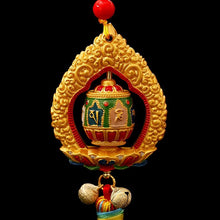 Load image into Gallery viewer, Tibetan Ping&#39;an  hung with Tantric Ten Phases Free Spinning Drum, Vajra pestle Car Pendant Room Decor Pendant
