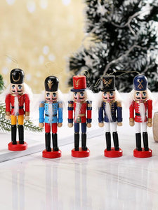 Christmas Decoration Walnut Clip Wooden Soldier Puppet 12cm Tin Set 6 Decorative Pendant