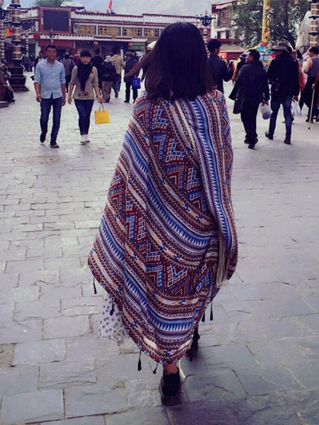 Vintage Bohemia Tassel Beach Sun Protection Shawls Air Conditioning Scarfs