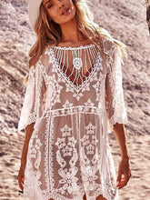 Load image into Gallery viewer, Loose Fit Monochrome Holiday Sunscreen SEXY LACE BIKINI SWIMSUIT Cover Up Beach Pullover Dress