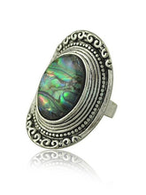 Load image into Gallery viewer, Bohemia Green Stone Vintage Women Zinc Alloy Shell Jewelry Ring