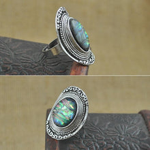Load image into Gallery viewer, Bohemia Green Stone Vintage Women Zinc Alloy Shell Jewelry Ring