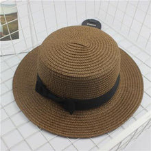Load image into Gallery viewer, Fashion Sun hat Cute Bow sun hats  hand made women straw cap beach big brim hat casual summer cap