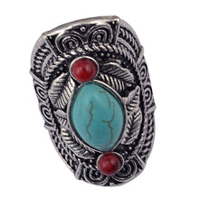 Load image into Gallery viewer, Vintage Bohemia Tibetan Ethnic Siver Engraving Leaf Adjustable Ring Jewelry