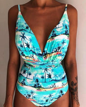 Load image into Gallery viewer, Solid Color Sexy Deep V One Piece Swimsuit  Backless Bodysuit Monokini Swimwear