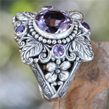 Load image into Gallery viewer, Vintage Boho Flower Purple Crystal Finger Ring Bohemian Jewelry
