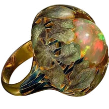 Load image into Gallery viewer, Flower Stone Opal Anel Exaggerated Personality Fabulous Gold Anillos Ring