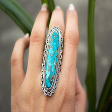Load image into Gallery viewer, Vintage Look Tibet Alloy Antique Silver Plated Personality Green Oval Turquoise Ring
