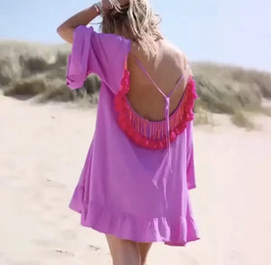 Bohemian Beach Loose Tassel Mini Dress