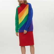 Load image into Gallery viewer, New Rainbow Striped Sweater Female Knit Top