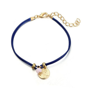 Ethnic Style Creative Alloy Rice Beads Love Leaves Feathers Multi-Layer Bracelet Cord Woven Bracelet Set Of 5