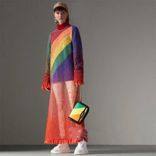 Load image into Gallery viewer, New Rainbow Striped Sweater Female Knit Top