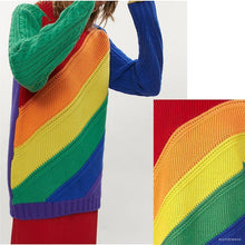 Load image into Gallery viewer, New Rainbow Striped Sweater Female Knit Top