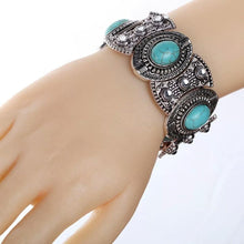 Load image into Gallery viewer, Vintage Ethnic Style Alloy Plated Ancient Silver Turquoise Bracelet