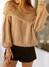 Load image into Gallery viewer, Elegant Slash Neck Off Shoulder Long Sleeve Solid Color Sweater