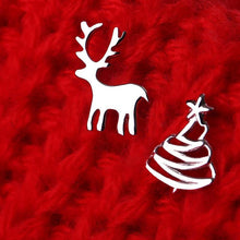 Load image into Gallery viewer, Cute Deer Christmas Tree Sliver Color Stud Earrings